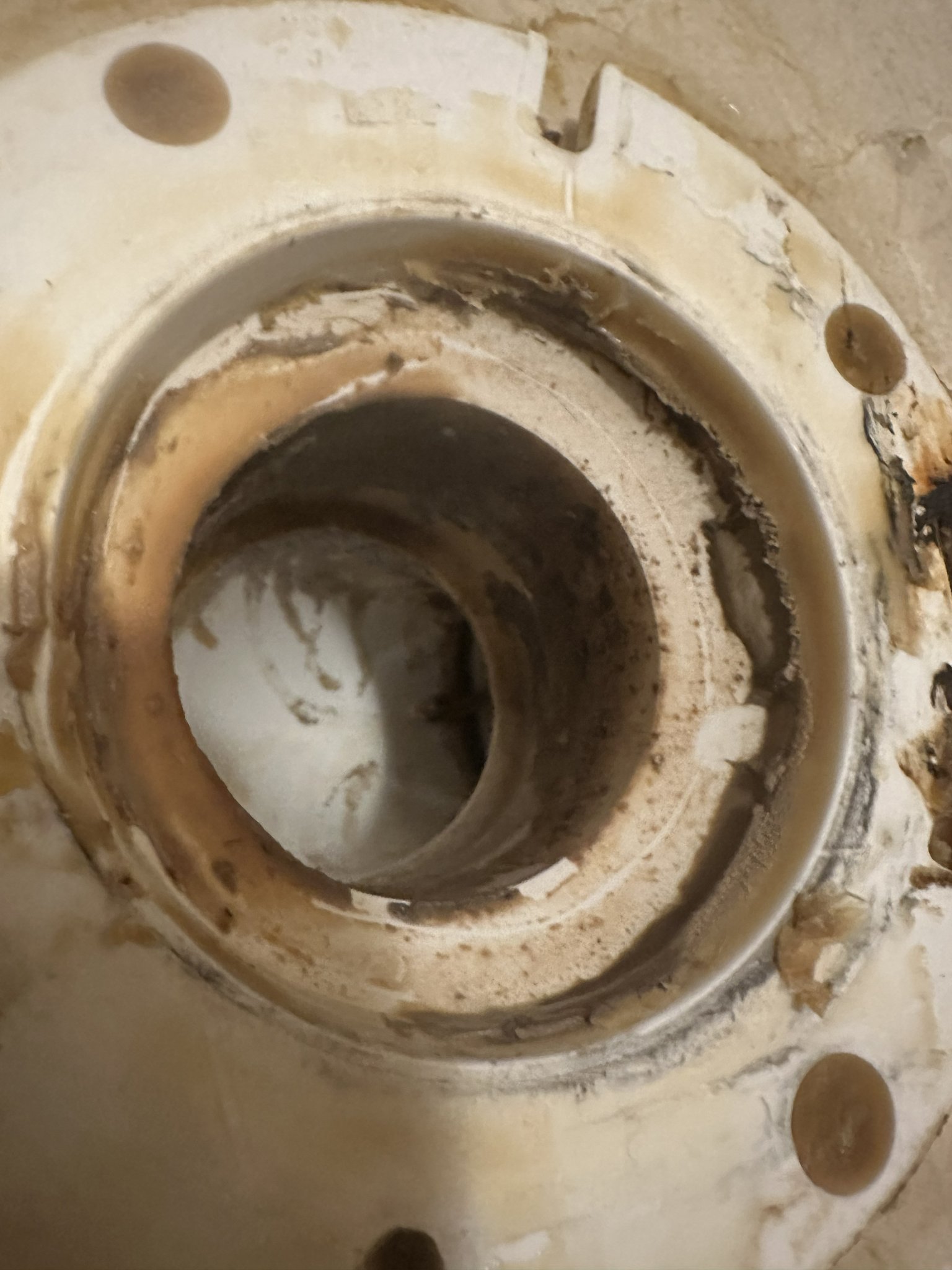 Failed Toilet Flange — Corroded & Broken